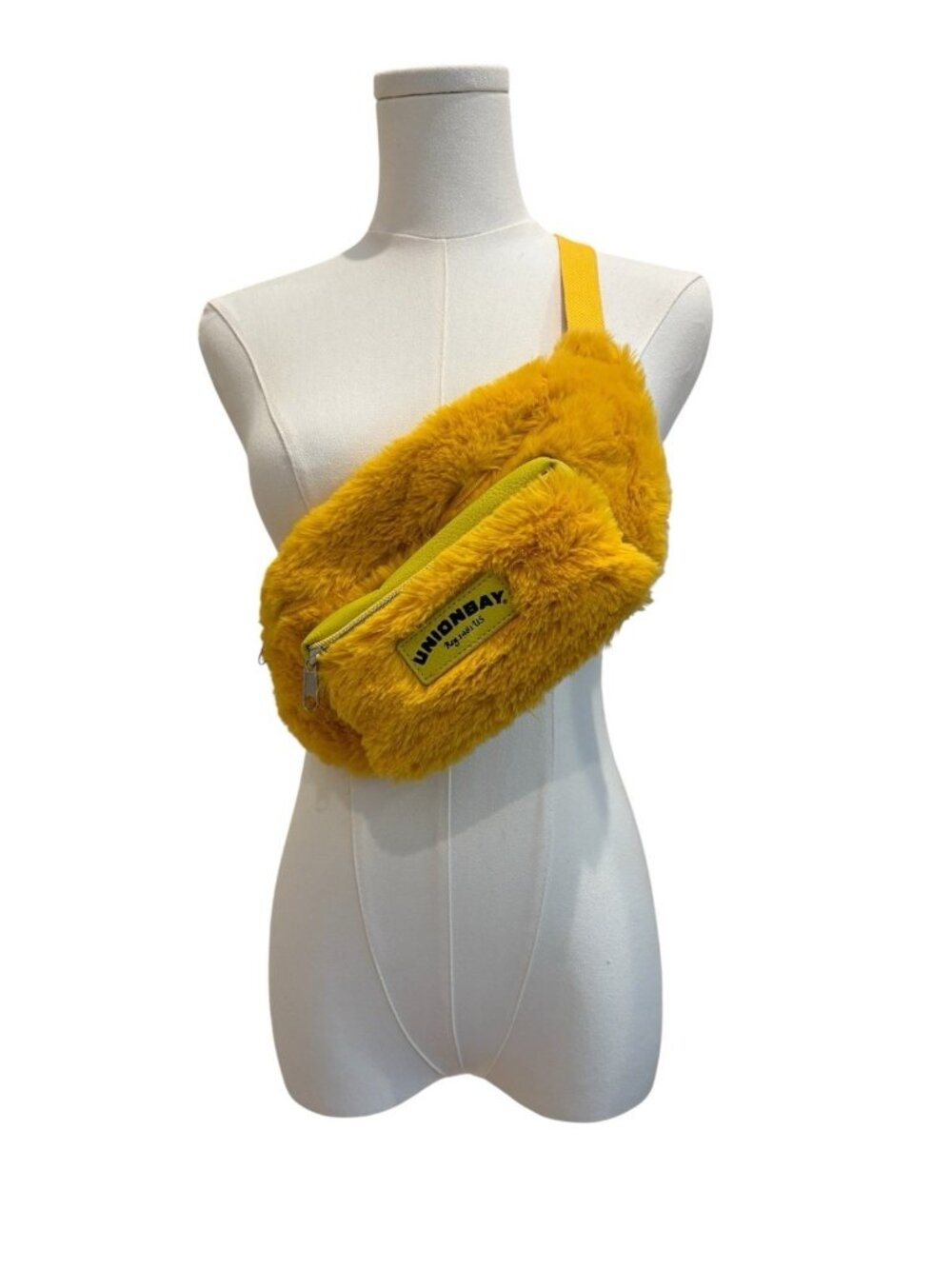 Unionbay Fanny Pack Yellow Faux Fur Y2K